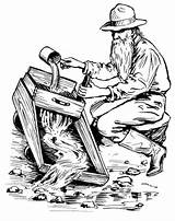 Panning Clipart Miners Woodworking Books Indians American Sketches Clipground sketch template