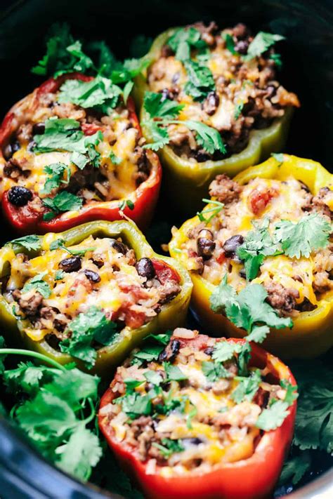 slow cooker stuffed bell peppers  recipe critic