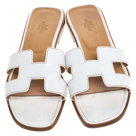 hermes white leather oran  sandals size  hermes tlc