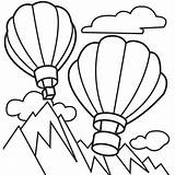 Coloring Balloon Air Hot Pages Kids Balloons Printable Above sketch template