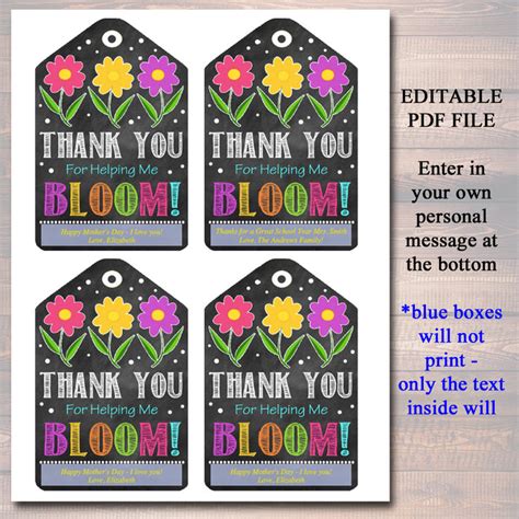 staff appreciation printable tag    helping  bloom