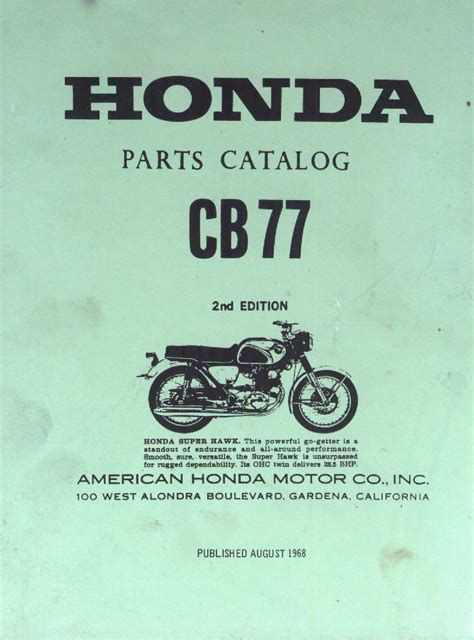 honda cb  parts list   service manual repair manual