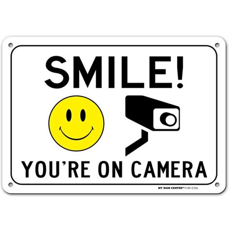 smile youre  camera sign video surveillance warning etsy