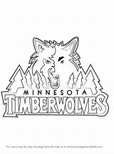 Timberwolves Minnesota Logo Coloring Draw Drawing Pages Nba Step Gophers Golden Sports Template sketch template