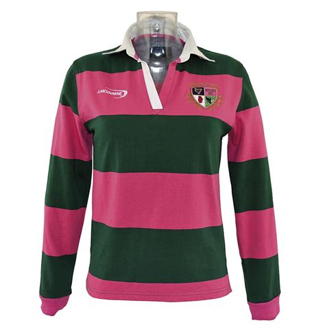 irish rugby shirt ladies green  raspberry striped  province rugby shirt  irishshopcom