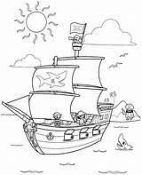 Pirate Coloring Pages Ship Kids Printable sketch template