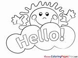 Hello Colouring Sheet Sun Coloring Cards Sheets Title sketch template