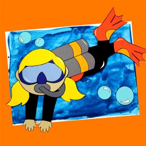 girl scuba diver craft  construction paper  template