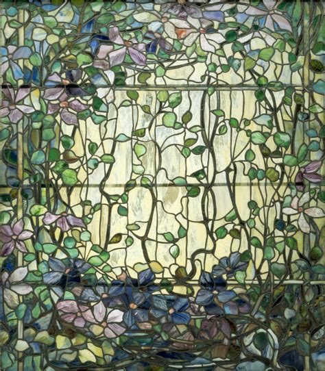 Stained Glass With Clematis C 1900 Art Print By Louis Comfort Tiffany