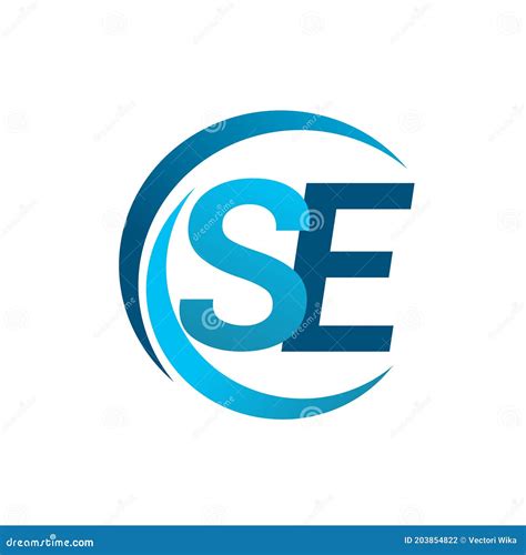initial letter se logotype company  blue circle  swoosh design vector logo  business