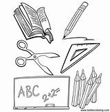 School Coloring Supplies Pages Objects Kids Printable sketch template