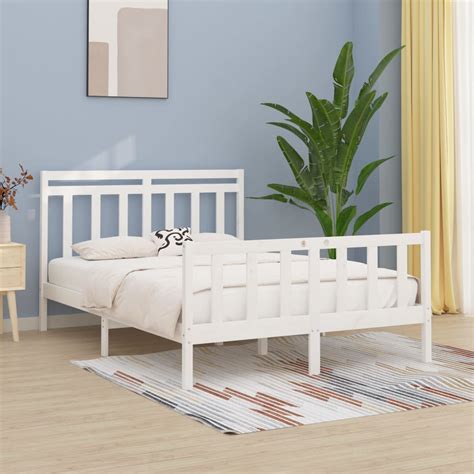 bed frame white solid wood pine  cm wood decors furniture