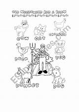 Old Macdonald Coloring Sheet Worksheet Farm Had Worksheets Animals Preview Vocabulary sketch template