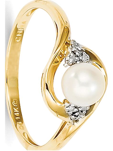 yellow gold diamond fw cultured pearl ring walmartcom