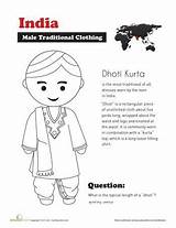 India Worksheets Kids Clothes Diwali Worksheet Indian Traditional Clothing Social Around Crafts Grade Culture Studies Education Activities Country Coloring Dhoti sketch template