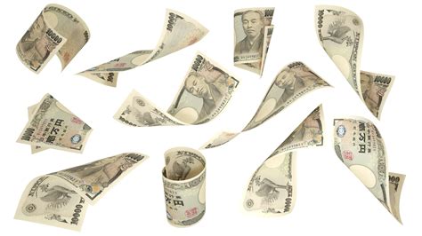 rendering   japanese yen notes flying   angles