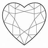 Heart Diamond Coloring Shaped Diamonds Drawing Shapes Tattoo Clipart Pages Shape Crystal Geometric Cuts Gem Gemstone Drawings Hearts Illustration Unique sketch template