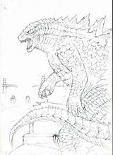 Godzilla Coloring Ghidorah Kaiju sketch template