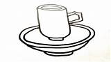 Cup Saucer Drawing Clipartmag Colouring sketch template
