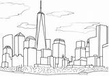 City York Skyline Coloring Drawing Simple Pages Easy Template sketch template