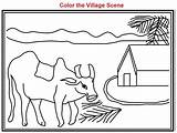 Coloring Kids Village Scene Printable Pages Cow Pdf Open Print  Studyvillage Attachments sketch template