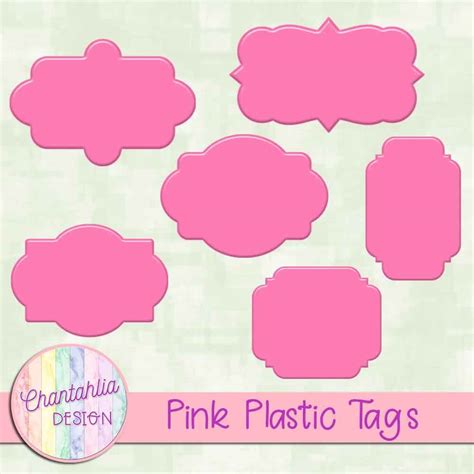 pink plastic tags design elements