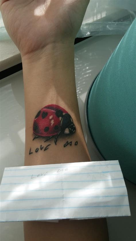 Healed Ladybug Tattoo In Memory Of 5 Years Since My Dad Passed Chris