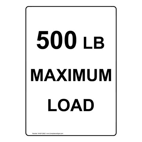 portrait  lb maximum load sign nhep