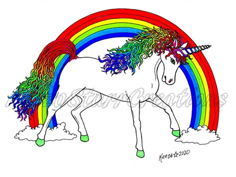 unicorn rainbow printable coloring page etsy