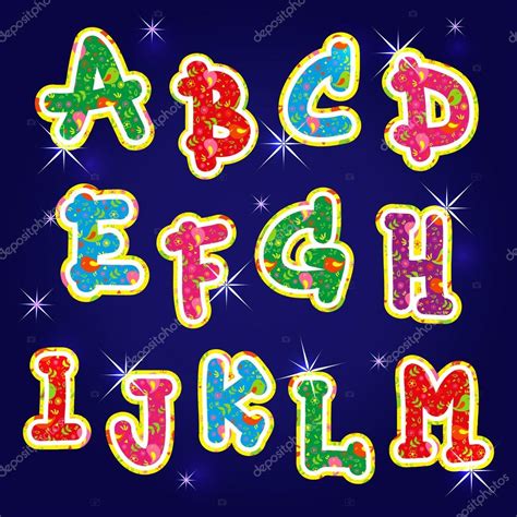 childrens bright alphabet   characters stock illustration