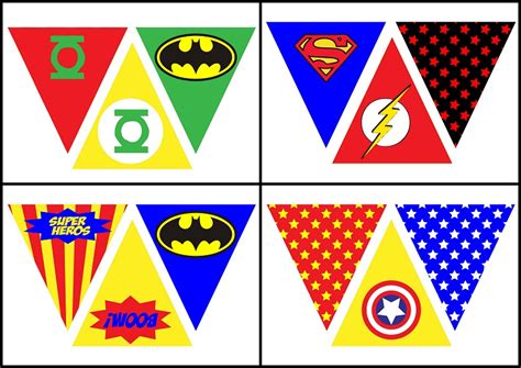superheroes  printable bunting   fiesta  geeks