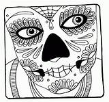 Coloring Pages Face Skull Dia Adult Sugar Muertos Woman Los Colouring Girl Printable Halloween Troll Dead Print Clipart Adults Wenchkin sketch template