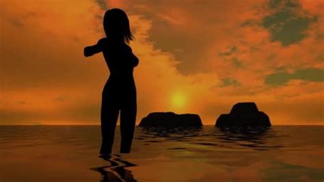 woman on the beach in sunset silhouette — stock video