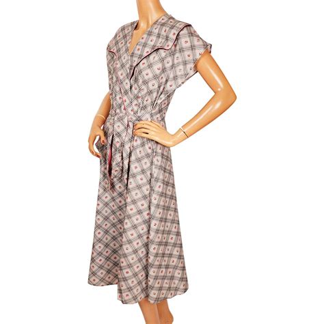 Vintage 1950s Cotton House Dress Nos W Rosebud Novelty Print New Old