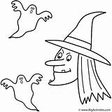 Coloring Witch Halloween Ghosts Witches sketch template