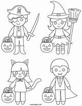 Halloween Coloring Kids Clip Trick Treat Treaters Sweetclipart sketch template