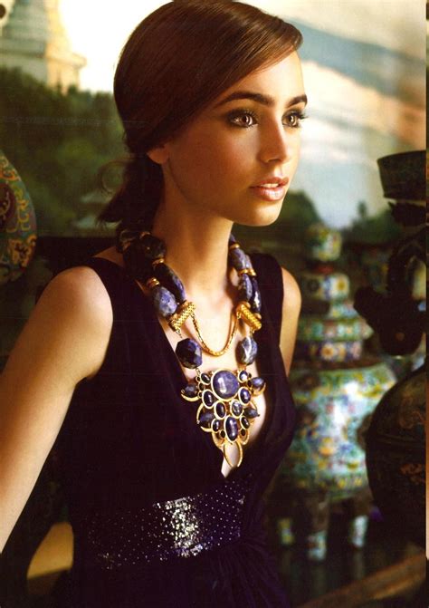 women, Lily Collins, Brunette, Model, Necklace, Black