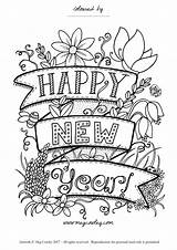 Coloring Pages Happy Year Color Sheets Illustration sketch template
