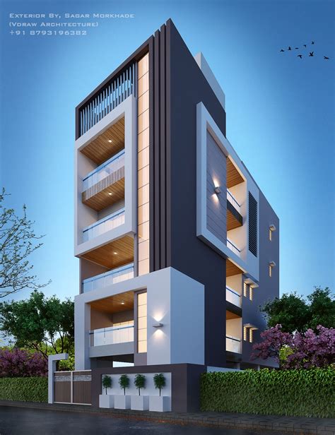 modern residential flat scheme exterior  arsagar morkhade vdraw architecture