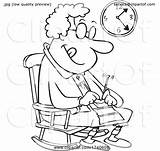 Rocking Chair Knitting Granny Cartoon Toonaday Clipart sketch template