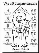 Moses Commandments Coloring Ten Kids Bible sketch template