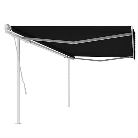 vidaxl manual retractable awning  posts  anthracite oriental trading
