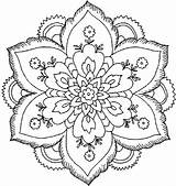Coloring Pages Adults Cool Flower Flowers Popular sketch template