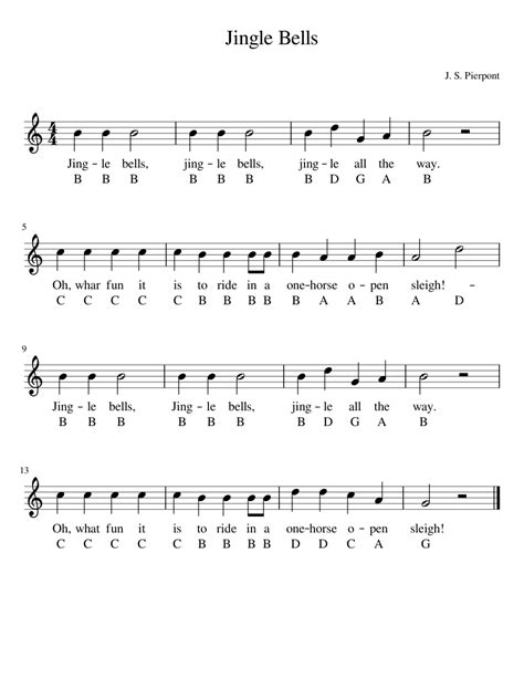 jingle bells easy recorder sheet   piano      midi musescorecom