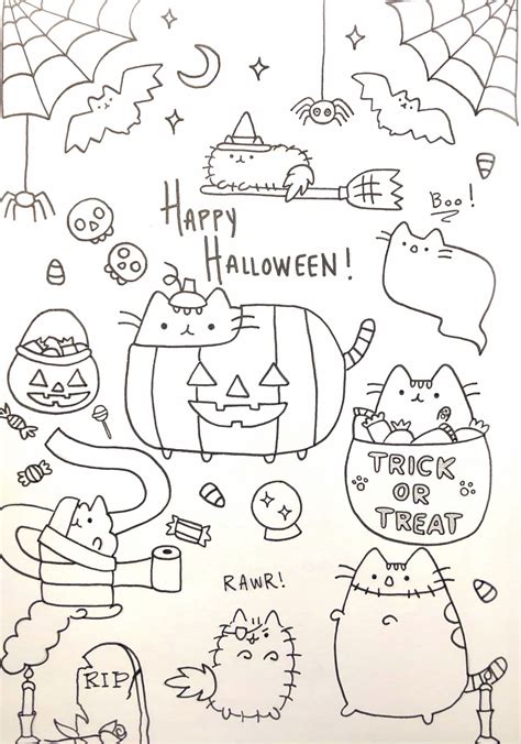 halloween sheens coloring page pusheen coloring pages cute coloring