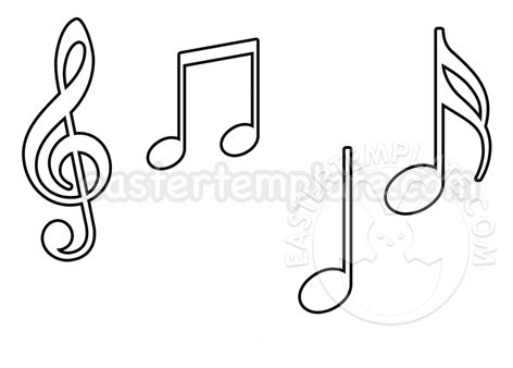 musical notes outline printable easter template