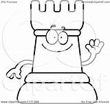 Waving Chess Mascot Rook Clipart Cartoon Cory Thoman Outlined Coloring Vector 2021 sketch template