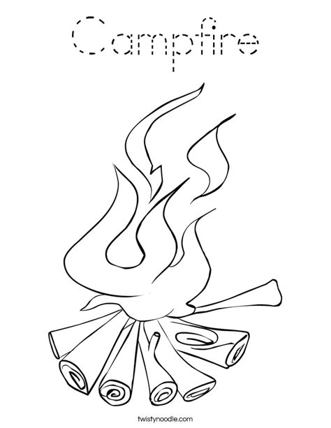 campfire coloring page tracing twisty noodle