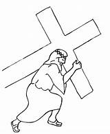 Jesus Cross Carrying Coloring Angel sketch template