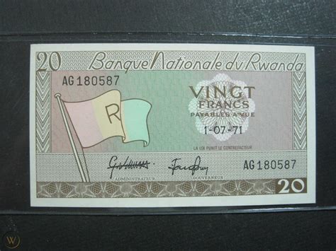 rwanda  francs  pc cu  flag children world africa banknote paper money